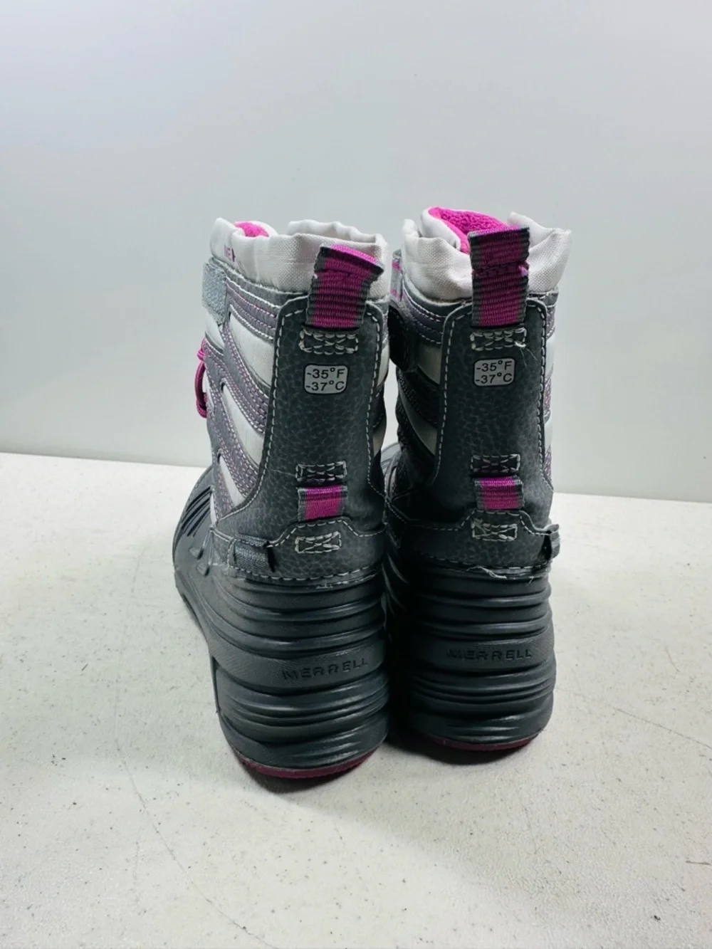 Merrell Gray and Pink Kids Waterproof Snow Boots